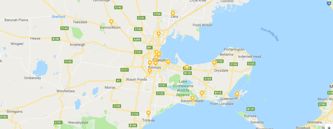A map of the region highlight all of GRL branches