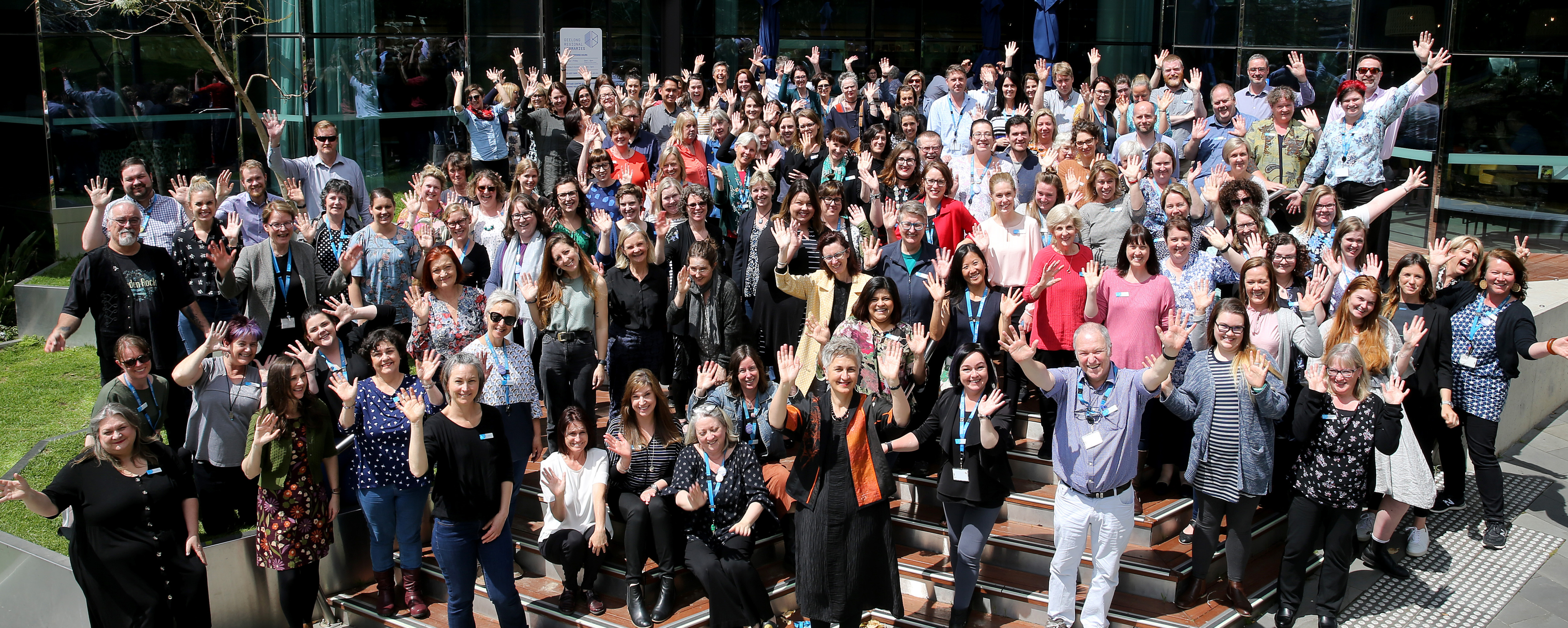 A photo of all staff standing out the front of the Dome