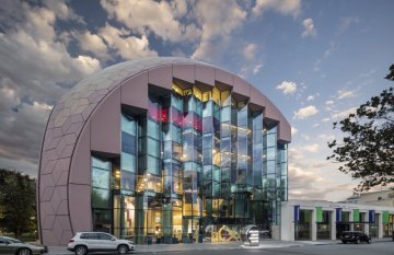 Exterior of Geelong Library & Heritage Centre at sunset