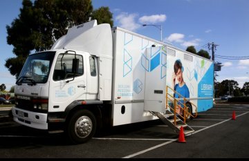 Mobile Library Service parked outside