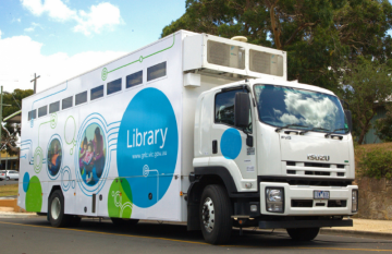A photo of the Bellarine-Surf Coast mobile library truck